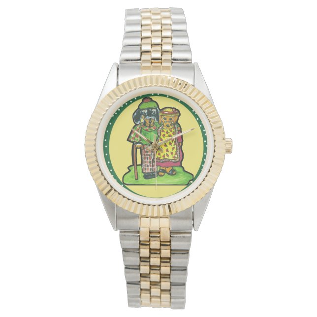 Dackeln für Großeltern Armbanduhr (Vorderseite)