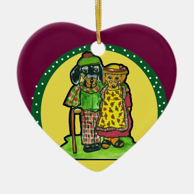 Dackeln für Großeltern Keramikornament (Vorne)