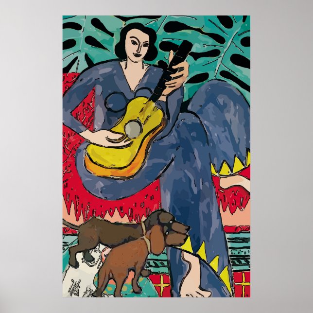 Dackeln, Gitarre und Matisse Poster (Vorne)