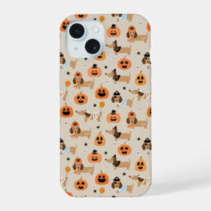 Dackeln im Halloween-Kostümmuster iPhone 15 Hülle