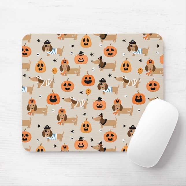 Dackeln im Halloween-Kostümmuster Mousepad (Mit Mouse)