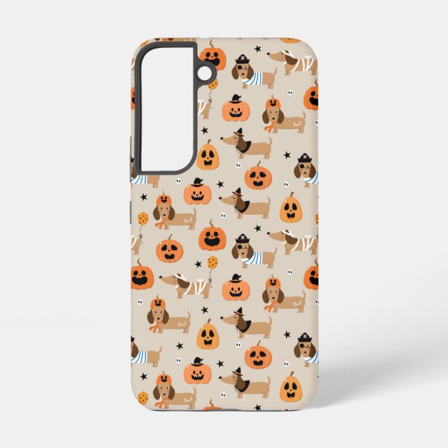 Dackeln im Halloween-Kostümmuster Samsung Galaxy Hülle (Rückseite)