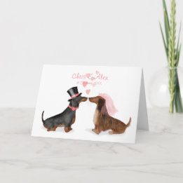 Dackeln in Liebe Hochzeitkarte (Junge/Mädchen) Karte