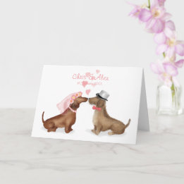 Dackeln in Liebe Hochzeitkarte (Mädchen/Junge) Karte
