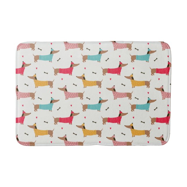 Dackeln in Sweaters Holiday Pattern Badematte (Vorderseite)