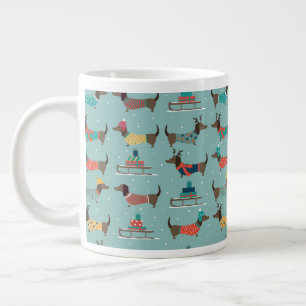 Dackeln mit Geschenken und Schlitten Muster Jumbo-Tasse