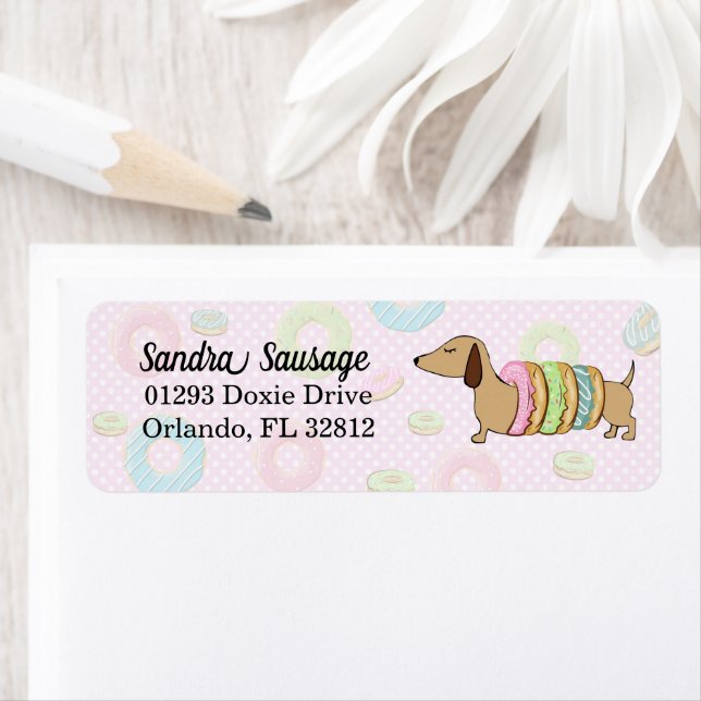 Dackeln und Donuts Rücksendeadressen-Aufkleber Dac (Insitu)