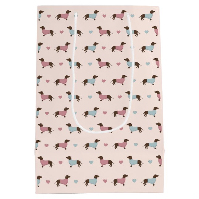 Dackeln und Herz Mittlere Geschenktüte (Rückseite)