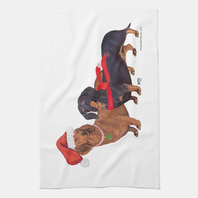 Dackeln Weihnachten Handtuch (Vertikal)