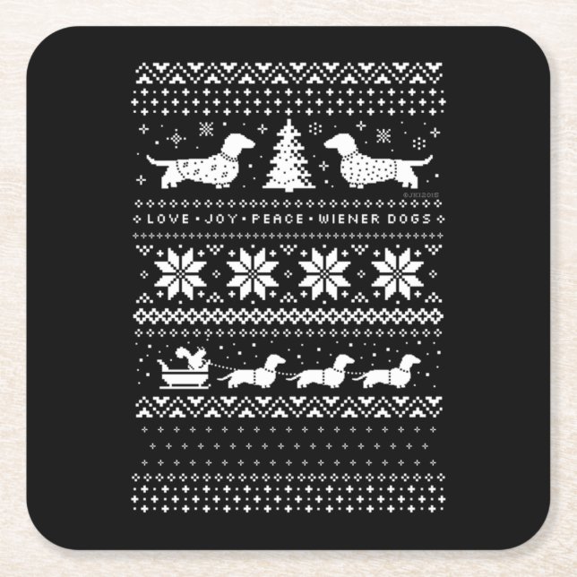 Dackeln Weihnachten Rechteckiger Pappuntersetzer (Vorderseite)