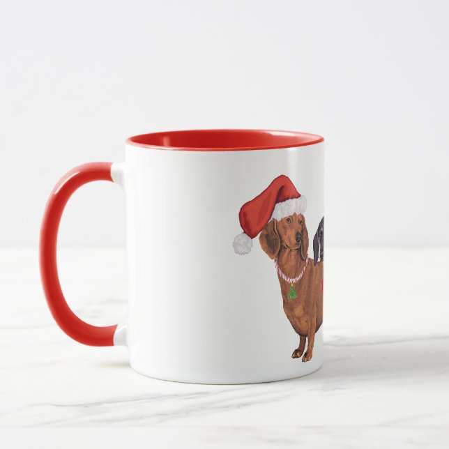 Dackeln Weihnachten Tasse (Links)