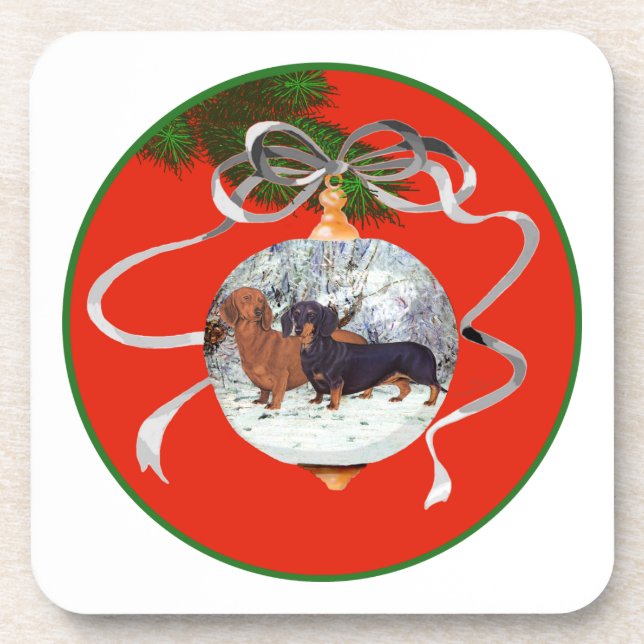 Dackeln Weihnachtsschmuck Untersetzer (Vorderseite)