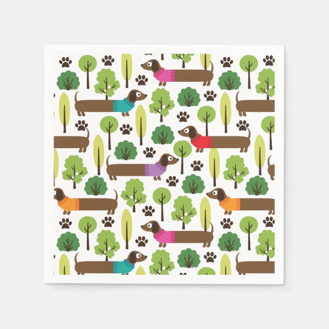 Dackeln zu Fuß im Park Serviette (Vorderseite)