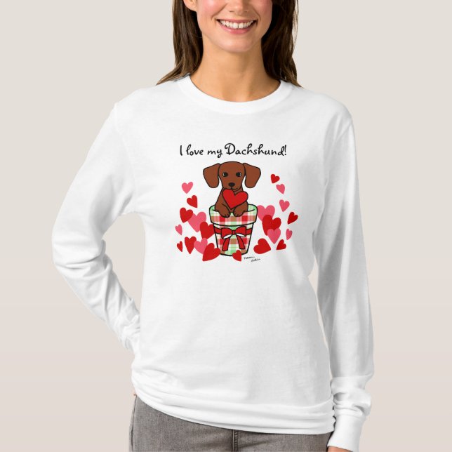 Dackelvalentine-Cartoon T-Shirt (Vorderseite)
