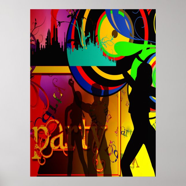 Dacne Scene with Party Dancers Poster (Vorne)