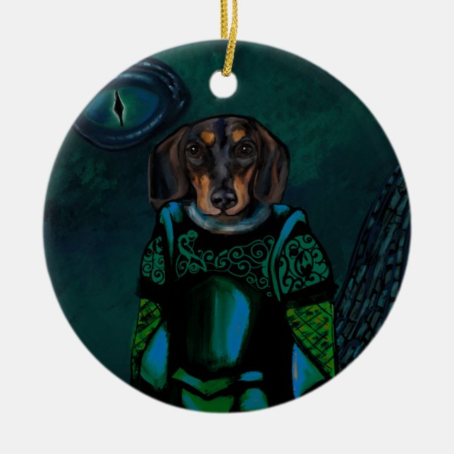 Dacshund Keramik Ornament (Vorne)