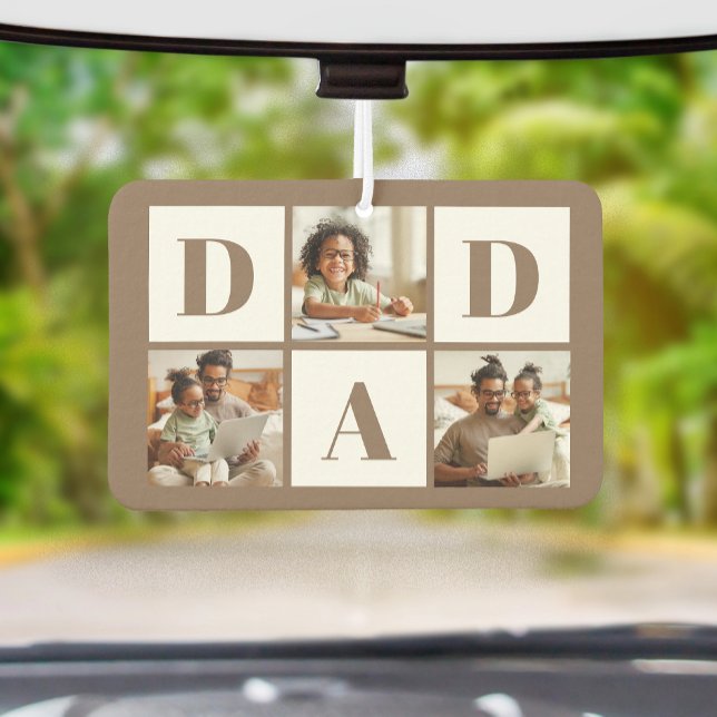 Dad 3 Foto-Collage Fette braune Typografie Autolufterfrischer (Von Creator hochgeladen)