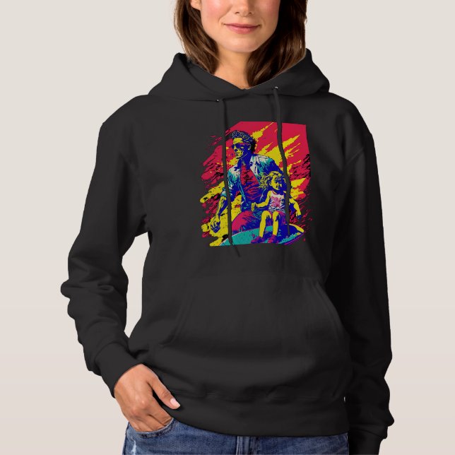 Dad And Daughter Surfing Retro Pop Surfer Dad  2 Hoodie (Vorderseite)