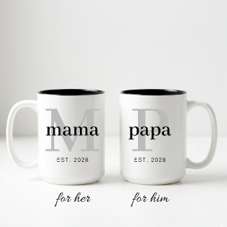 Dad and Mom Mug Set Personalized Gift for Parents Zweifarbige Tasse