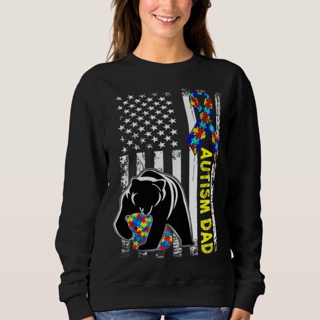 Dad Autism Awareness American Flag Fathers Day for Sweatshirt (Vorderseite)