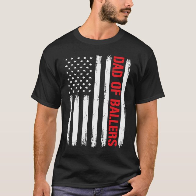 Dad Ballers American Flag Volleyball Softball Team T-Shirt (Vorderseite)