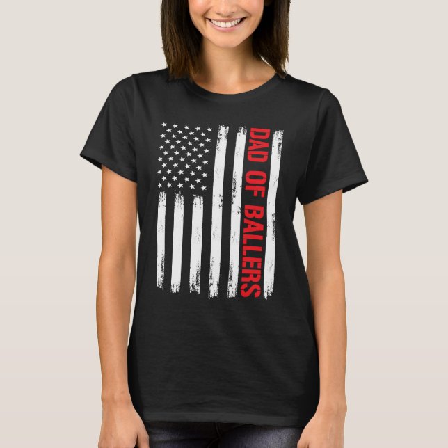 Dad Ballers American Flag Volleyball Softball Team T-Shirt (Vorderseite)