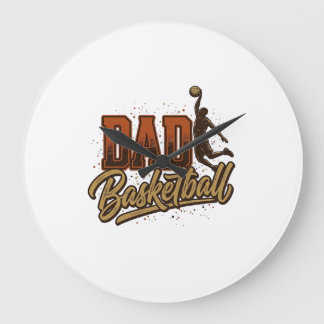 Dad Basketball Vintage Engraving Shirt Design_1 Große Wanduhr