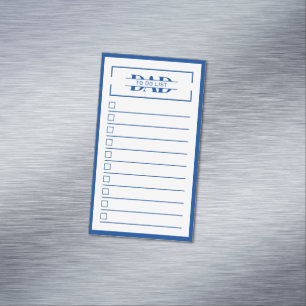 Dad Blue Monogram 2" x 3,5" To-Do-Liste Whiteboard Magnetische Visitenkarte