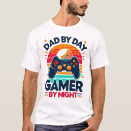 Dad By Day Gamer By Night: Retro Sunset Controller T-Shirt
