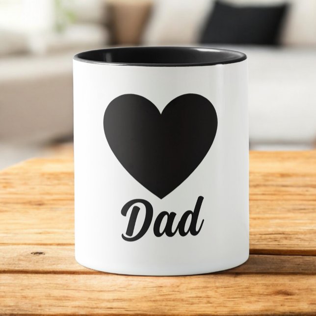 Dad - Classic Black Heart Typography Tasse (Von Creator hochgeladen)
