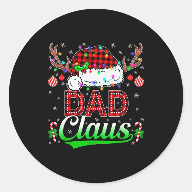 Dad Claus Christmas Lights Matching Family Xmas Pa Runder Aufkleber (Vorderseite)