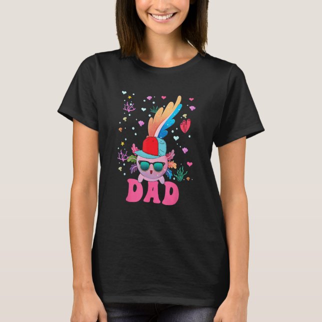 Dad Cute Axolotl Sunglasses Wearing Cap Costume Fa T-Shirt (Vorderseite)