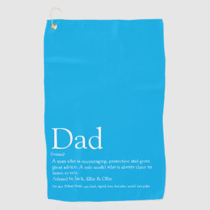 Dad, Daddy, Father Definition Modern Sky Blue Golfhandtuch