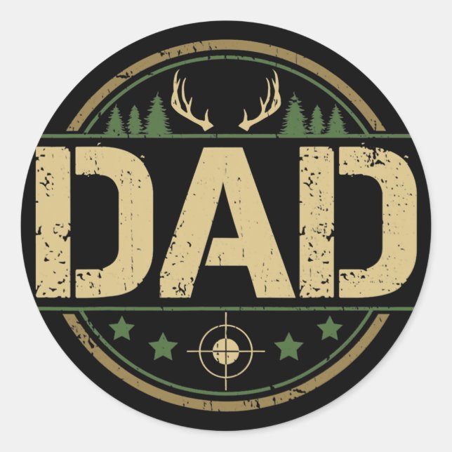 Dad Deer Hunter Bow Hunting Animal Shooting Runder Aufkleber (Vorderseite)