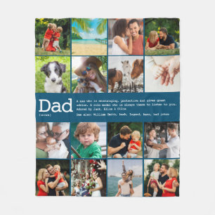 Dad Definition 16 Foto-Collage Blau Fleecedecke
