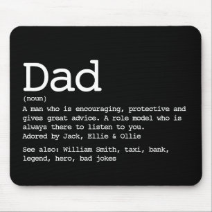 Dad Definition Father's Day Black and White Mousepad