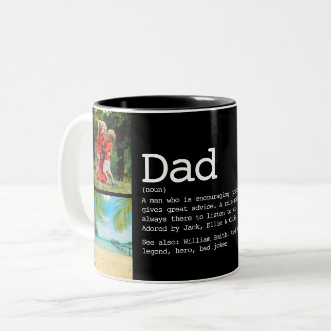 DAD DEFINITION FOTO KLEBUNG Black and White Zweifarbige Tasse (Vorderseite Links)