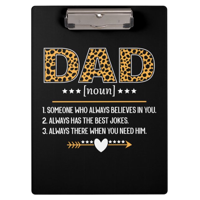 Dad Definition Leopard Print Vatertagsgeschenk Klemmbrett (Vorderseite)