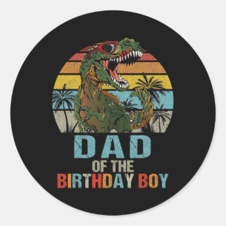 Dad Dinosaur of the Birthday Boy Matching Family Runder Aufkleber