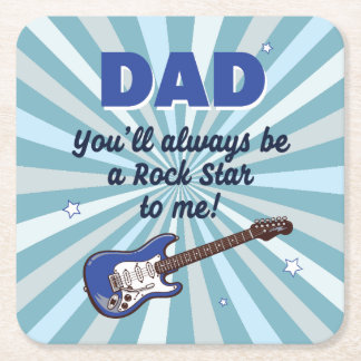 Dad Electric Guitar Rock Star Cool Blue Rechteckiger Pappuntersetzer