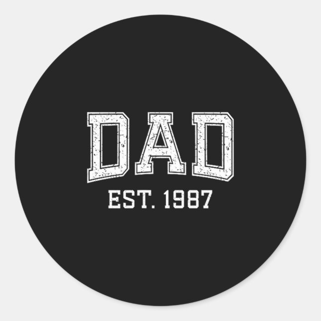 Dad Est 1987 Dad D Fathers Day Ized  Runder Aufkleber (Vorderseite)