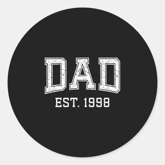 Dad Est 1998 Dad D Fathers Day Ized  Runder Aufkleber (Vorderseite)