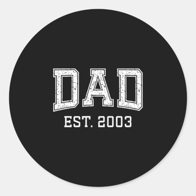 Dad Est 2003 Dad D Fathers Day Ized  Runder Aufkleber (Vorderseite)
