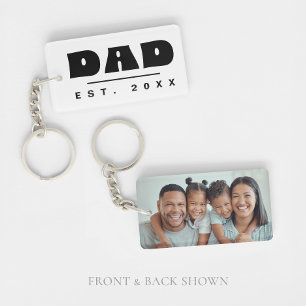 DAD Est. 20XX Modernes Minimalistisches Benutzerde Schlüsselanhänger