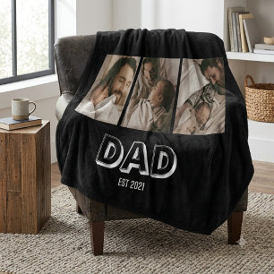 Dad Est 3 Foto-Geschenk Vater Andenken  Fleecedecke