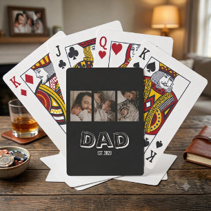 Dad Est 3 Foto-Geschenk Vater Andenken Spielkarten