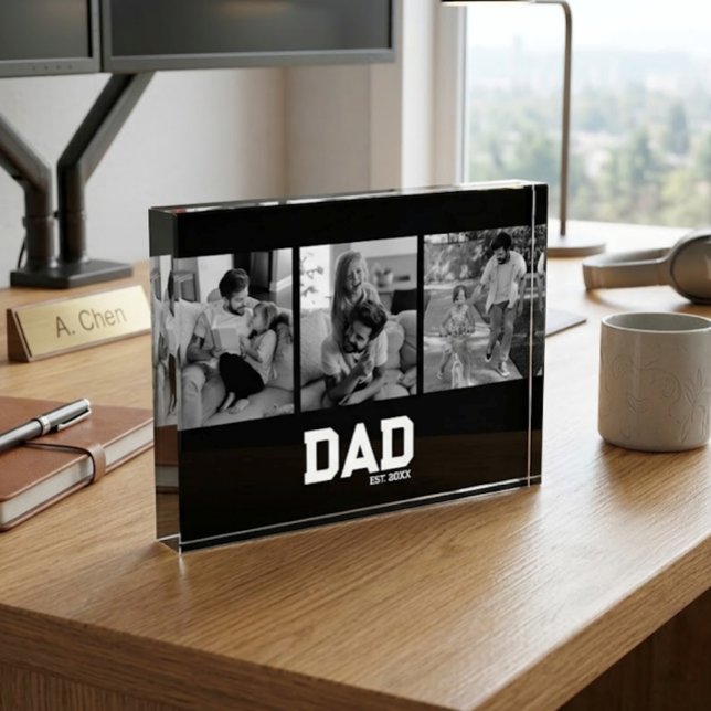 Dad Est 3 Photo Black & White Year Father's Day  Fotoblock (Von Creator hochgeladen)