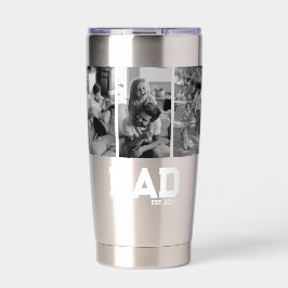 Dad Est 3 Photo Black & White Year Father's Day Thermobecher