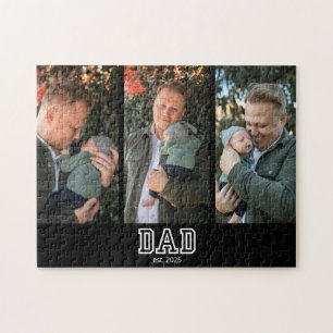 Dad Est. Benutzerdefiniertes Jahr 3 Foto Puzzle