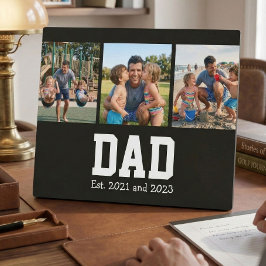 Dad Est. Bold Black Font 3 Photo Fathers Day Gift Fotoplatte